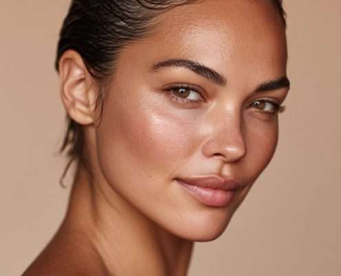 Porträt einer Frau mit ausgeglichener, strahlender Haut – Sinnbild für das Signature Facial zur Beruhigung und Regeneration empfindlicher Haut