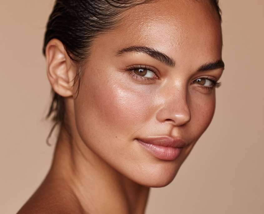 Porträt einer Frau mit ausgeglichener, strahlender Haut – Sinnbild für das Signature Facial zur Beruhigung und Regeneration empfindlicher Haut